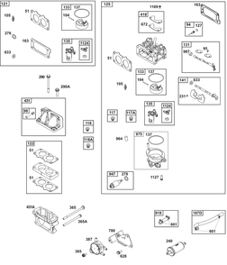 Carburetor And Fuel Supply Group Diagram and Parts List for 385447-0472-B5 200000 - 399999 Briggs and Stratton Engine